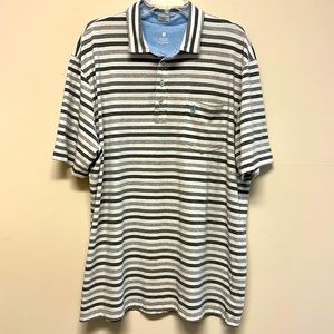 johnnie-O gray stripped Polo Shirt with pocket sizeXXL